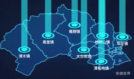 echarts北京市门头沟区地图添加柱状图效果实例